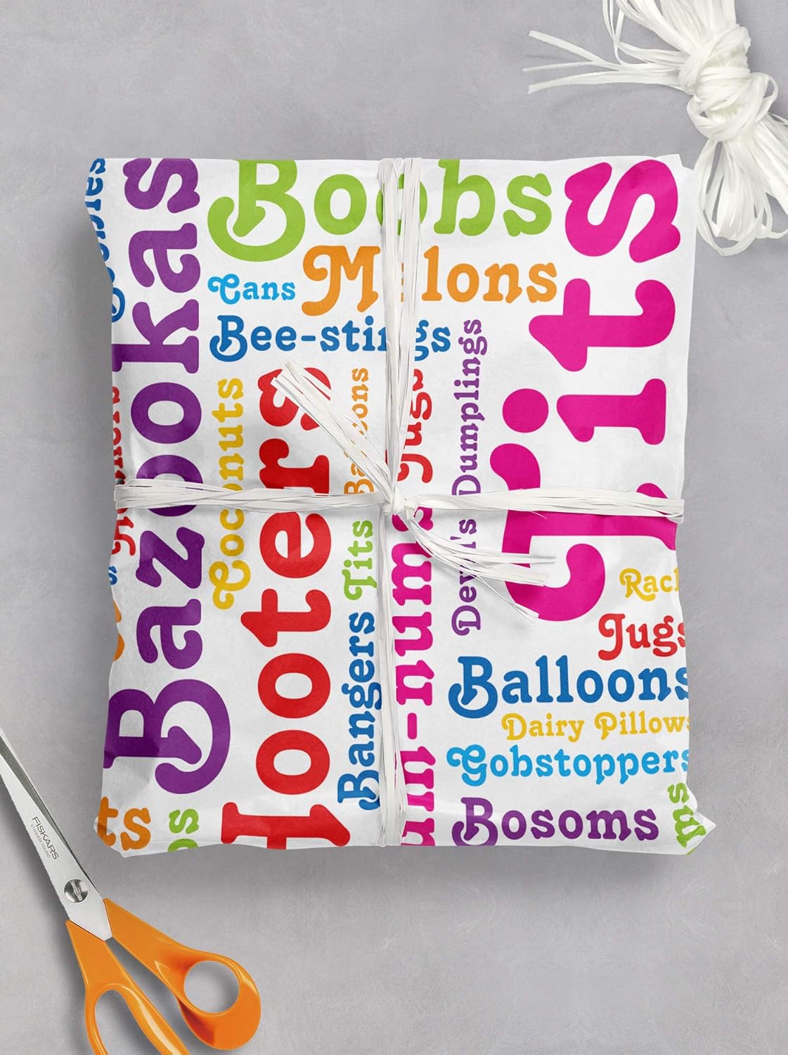 Brainbox Candy, 2 Sheets of Funny Rude 'Boob Words' Birthday Wrapping Paper - Image 5