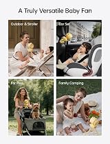 JISULIFE Chic Stroller Fan 2026 Yellow Quadpod 21H 100 Speeds 120° Oscillation view 7