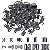 CHGCRAFT 48 Sets 4 Style Bra Hooks Bra Strap Hooks Bra Strap Slide Replacement Plastic Swimsuit Bra Strap Slide Hook for Swimsuit Tops and Lingerie, 2mm~23mm, Black