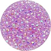 Mulutoo 1000 Pcs 6MM AB Color Crystal Acrylic Beads Round Faceted Crystal Plastic Bead Spacer Beads for Jewelry Making, Bracelets Necklaces Earrings Wind Chimes Suncatchers(403 - Light Purple AB)