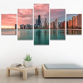 SIGNWIN Framed Canvas Wall Art Chicago Downtown Beautiful...