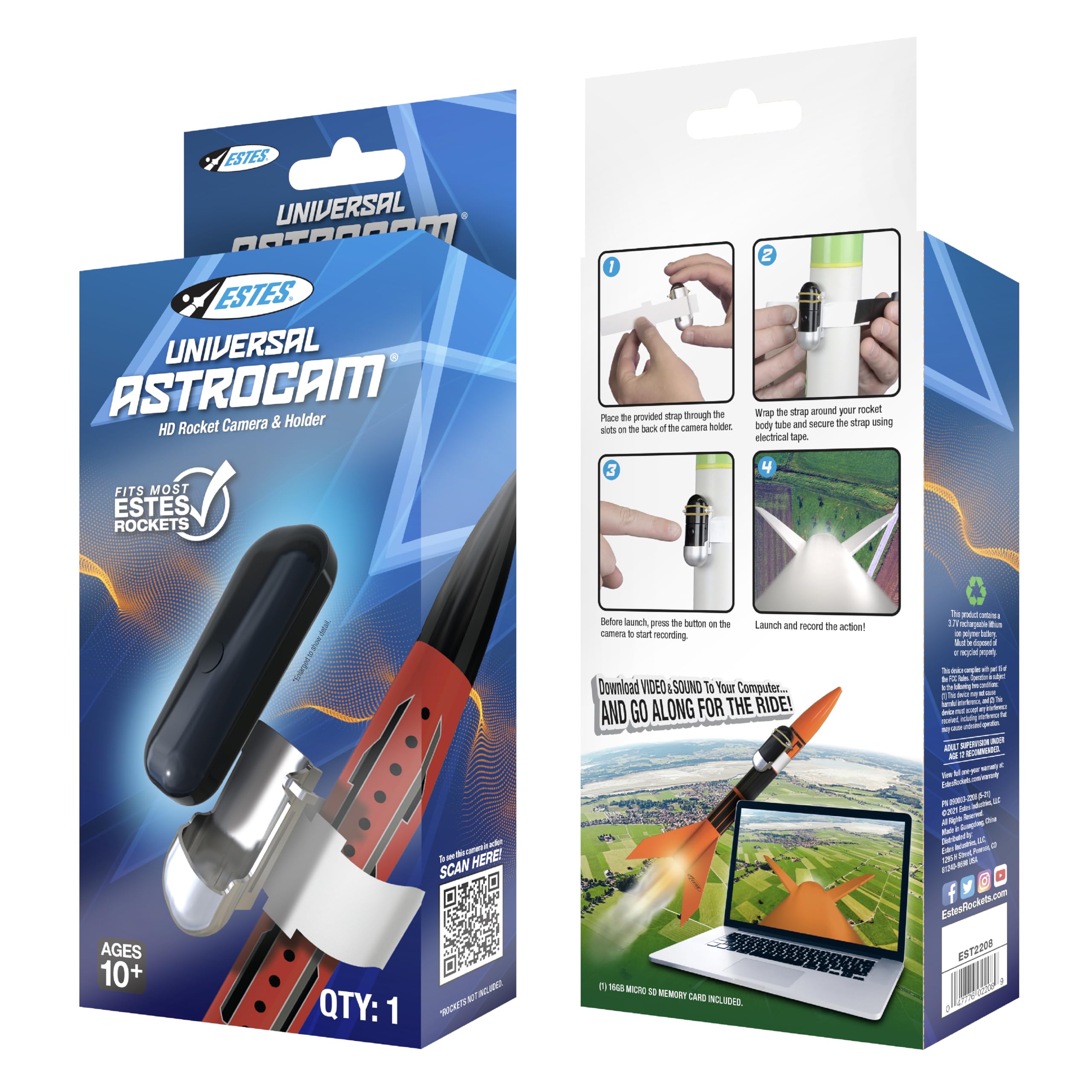 Photo 1 of Estes 2208 Universal Astrocam HD Rocket Camera and Holder, Model-Rocket Camera, Rocket Model Kit Accessories for Ages 10+
