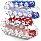 NEWNUBI 2 Pack Auto-Rolling Soda Can Organizer for Refrigerator/Fridge, Upgraded Soda Can Dispenser & Holder for Pantry Storage 10 Standard Size 12oz/ 11.2oz/ 355ml/ 330ml Drink Short Cans (Clear)