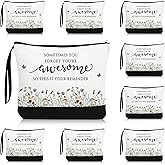 Reginary 30 Pcs Makeup Bags Gift for Women Bulk Inspirational Flower Canva Cosmetic Bag with Zipper You Are Awesome Thank You Gift for Staff Employee Coworker Cheer Team Nurse Caregiver (Gratitude)