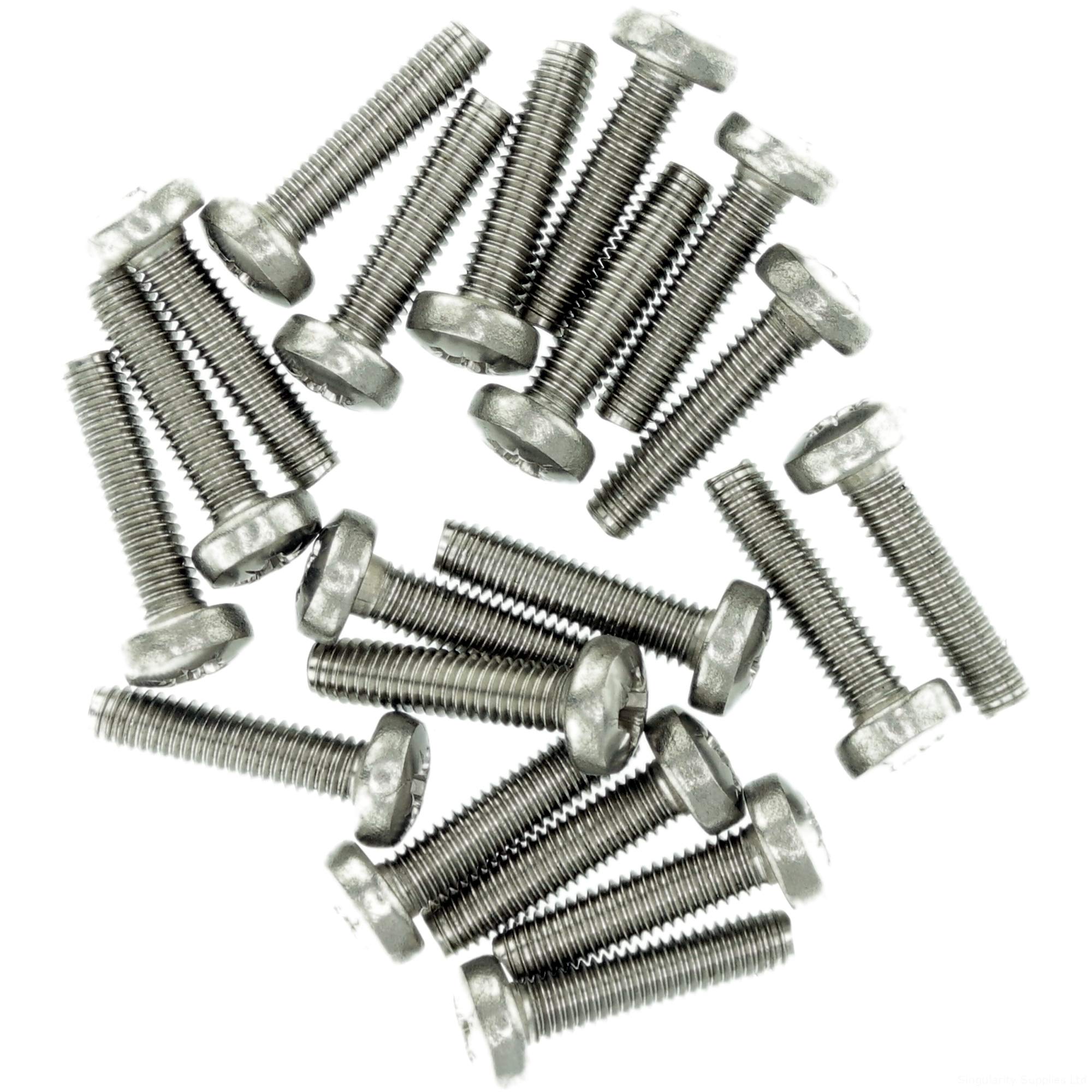 M3 (3mm x 16mm) Pozi Pan Thread Rolling Screw - Stainless Steel (A2) (Pack of 20)