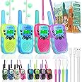 Vvinca Rechargeable Walkie Talkies for Kids 4 Pack, 5-7 Year Old Boy Toys Long Range 22 Channels 2 Way Kids Walkie Talkie with Flashlight for Camping Hiking Indoor Outdoor 3 4 5 6-12 Girl Boy Gift