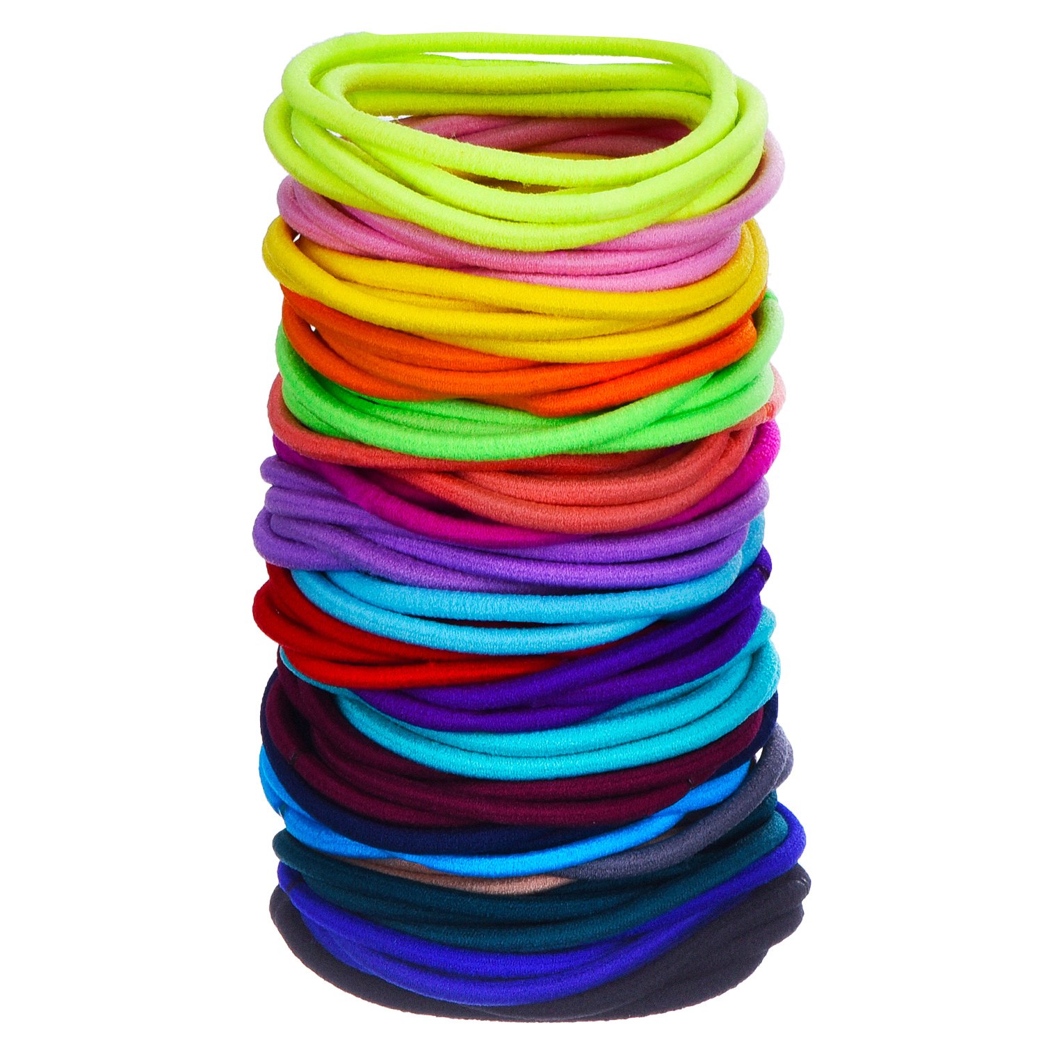 100 Count Elastic Hair Ties Ponytail Holders No Metal Multicolor Girls Hair Elastics (5 x 0.3 cm)