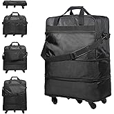 Suitcases with Wheels, Expandable Foldable Luggage Bag, Collapsible Rolling Travel Bag for Men Women, Lightweight Duffel Bag with Spinner Wheel