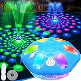 9000mah Rechargeable Floating Pool Fountain with Light Show &amp; Anchor -1PC | Upgraded Pool Fountain,Pool Water Fountain with 12 Chasing LED Modes, Quiet Motor,Dual filtration,Auto Shut-Off
