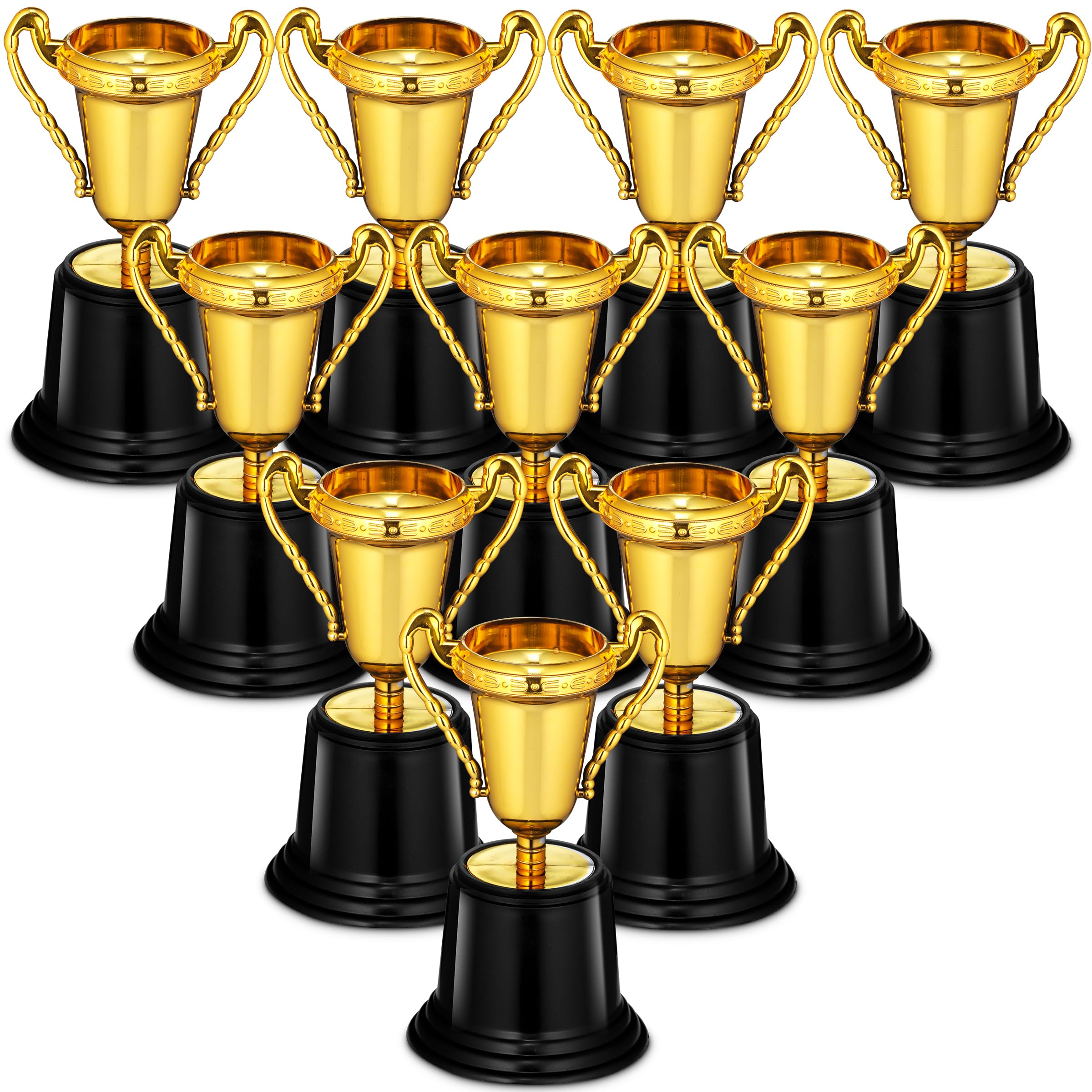 Bedwina Gold Trophy Cups - Pack Of 12 Bulk 5 Inch Plastic Gold Mini Trophies For Party Favours, Props, Rewards, Winning Prizes, Awards Trophies For Competitions For Kids And Adults