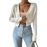 Verdusa Women's Drop Shoulder Long Sleeve Button Up Knit Cardigan Sweater