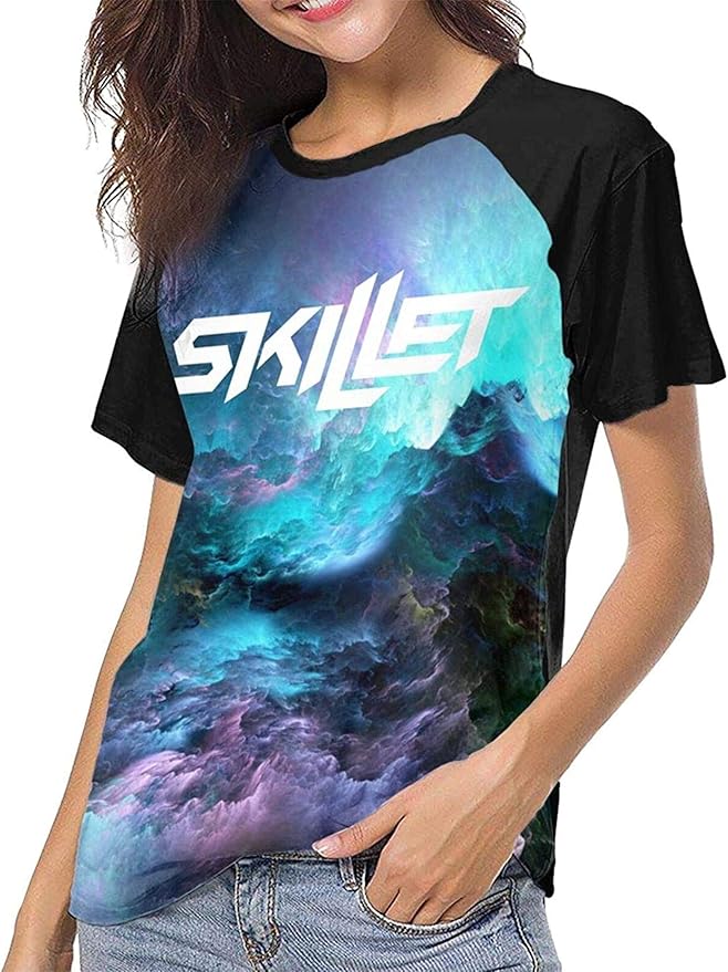 Skillet Band Logo Shirts Womens Crewneckhort Sleeve Raglan Tee Tops