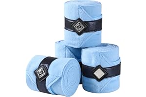 GemRebel Horse Polo Wraps Upgrade with Bling Leg Wraps for Horses 4-Pack Fleece Leg Wraps Stable Supplies-Ice Blue M