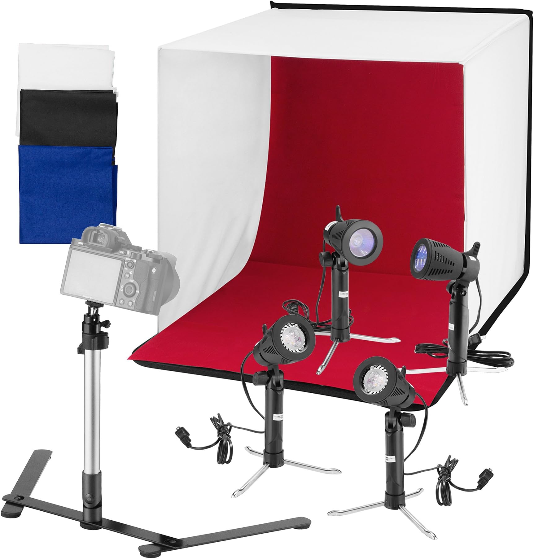 Square Perfect 24" Folding Photo Box Tent LED Light Table Top Photography Studio