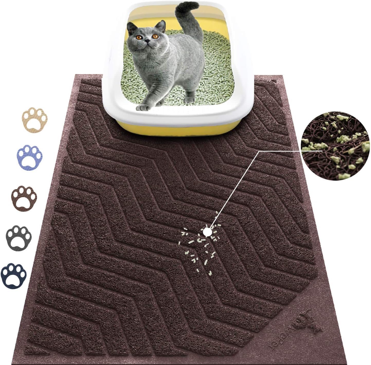 WePet Cat Litter Mat, Kitty Litter Trapping Mat, Large Size, Premium Durable Soft