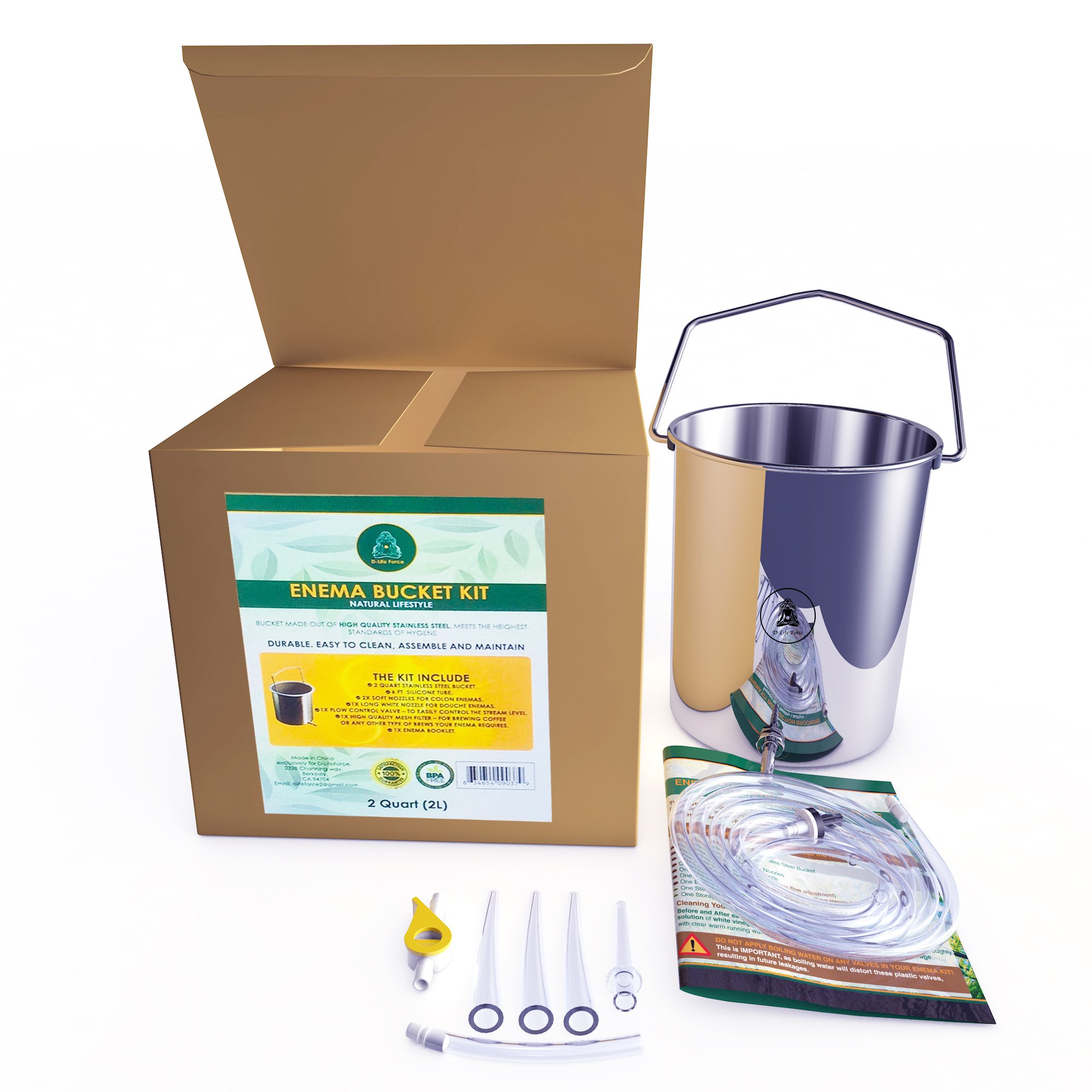 Buy Stainless Steel Enema Kit by DLIFEFORCE 2qt Stainless Steel