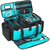 LoDrid Cable File Gig Bag with Detachable Padded Bottom & Dividers, DJ Wire Bag for 14” Laptop, Sound Equipment, DJ Gear, Musician Accessories, Black, Bag Only