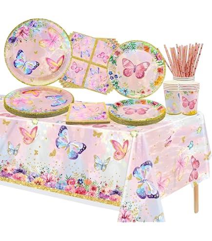 Butterfly Shaped Paper Plates - 7 Inch, Multicolor, Pack Of 8, Disposable Party Plates