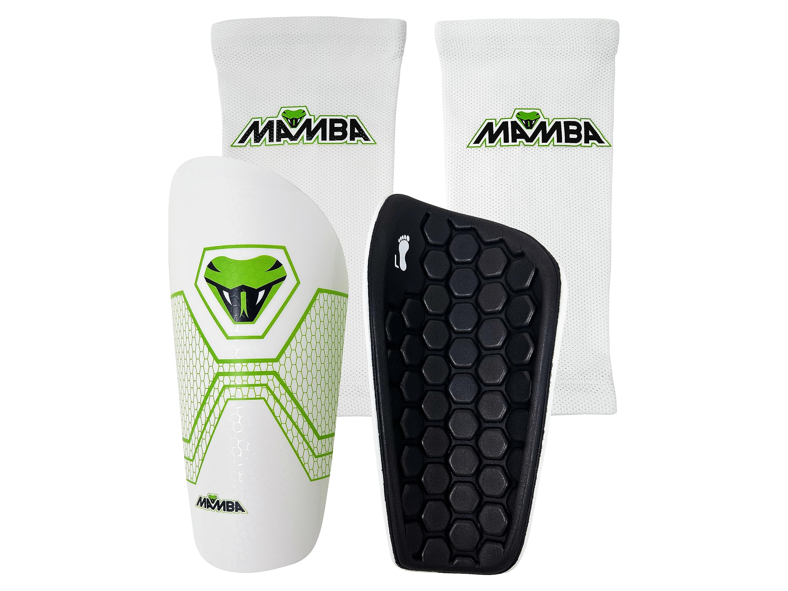 MAMBA Strike Shin Guard Set | Football Shin Pads & Compression Sleeves | Optimal Lightweight Comfort & Protection | Kids/Adults | CE Certified | Standout British Design (XL)