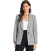 Allegra K Women's Notched Lapel One Button Boyfriend Blazer Suit Houndstooth Work Office Blazers Jacket