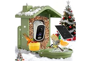 HOMIEFANS Smart Bird Feeder with Camera Solar Powered, AI Birds Species Identification, 2.5K HD Video Bird House with Camera for Outside, Weatherproof Design Ideal Gifts for Christmas, Bird Lovers, Green