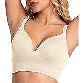 Vetoxka Full Bust Wireless Bras for Women - Plus Size with Extender, No-Roll Layflat Band Plunge Push Up Seamless(S-XXL)