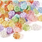 Boutigem 70Pcs Flower Acrylic Beads Colorful Chunky 5-Petal Blossom Floral Spacer Beads Cute Candy Flower Loose Beads Spring Plant Charm Beads for DIY Craft Friendship Bracelet Lanyard Jewelry Making
