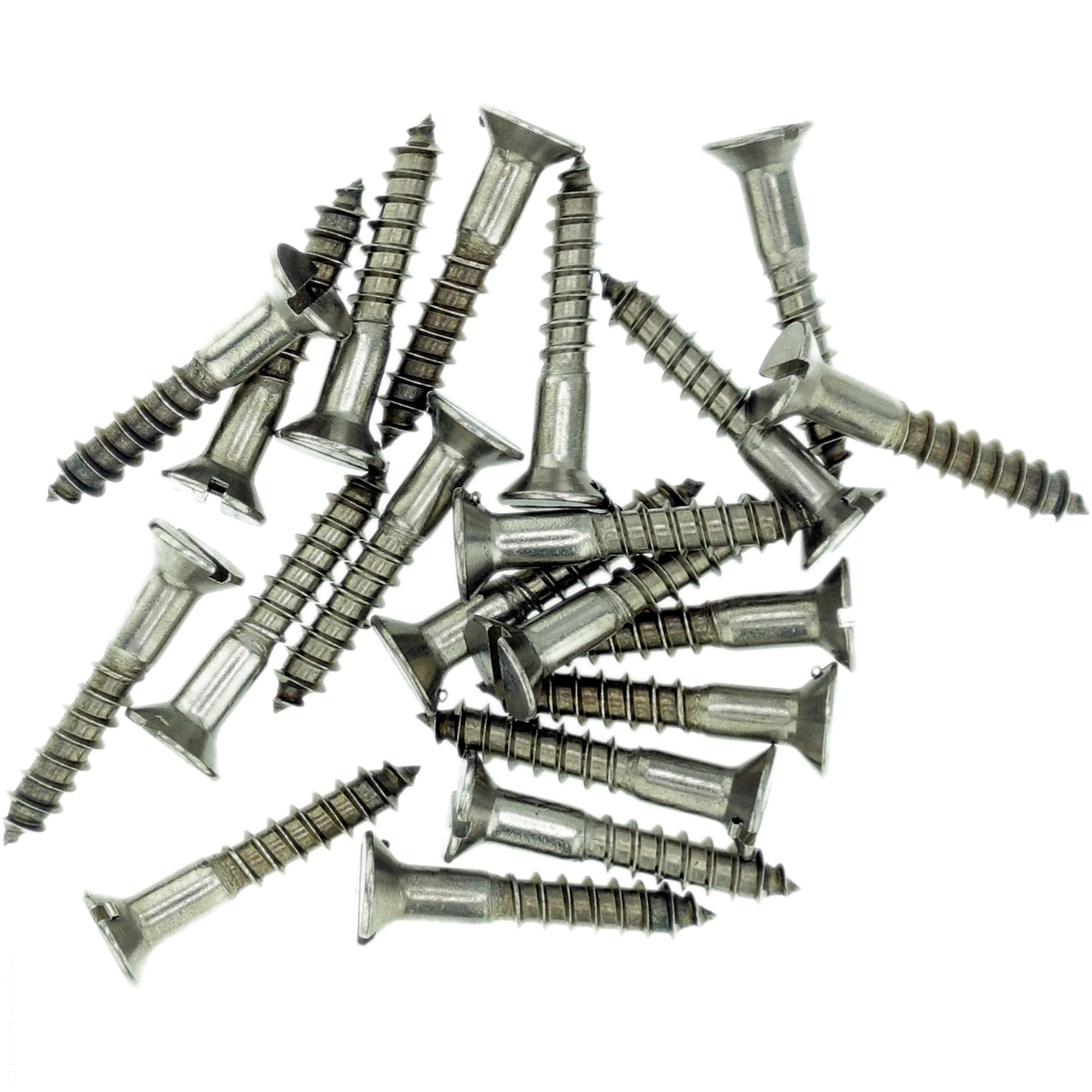 No.8 x 2.35 (4.0mm x 60mm) Slot Countersunk Wood Screw - Stainless Steel (A2) (Pack of 20)
