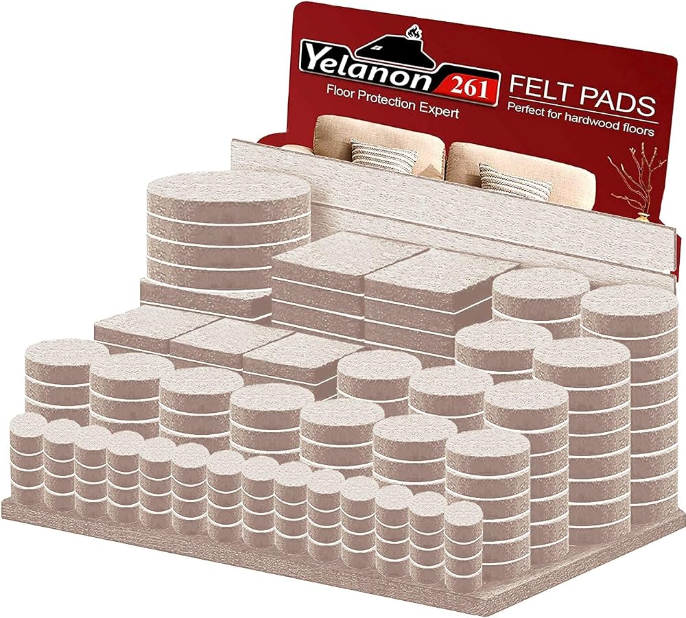 Yelanon Felt Furniture Pads 261 Pcs Self Adhesive Beige
