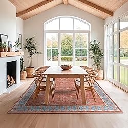 Hazo Haus Washable Non-Slip 8x10 Terracotta Rug for