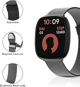 Higgs Magnetic Stainless Steel Mesh Strap for Fitbit Versa 3/4 Sense 2 Black view 2
