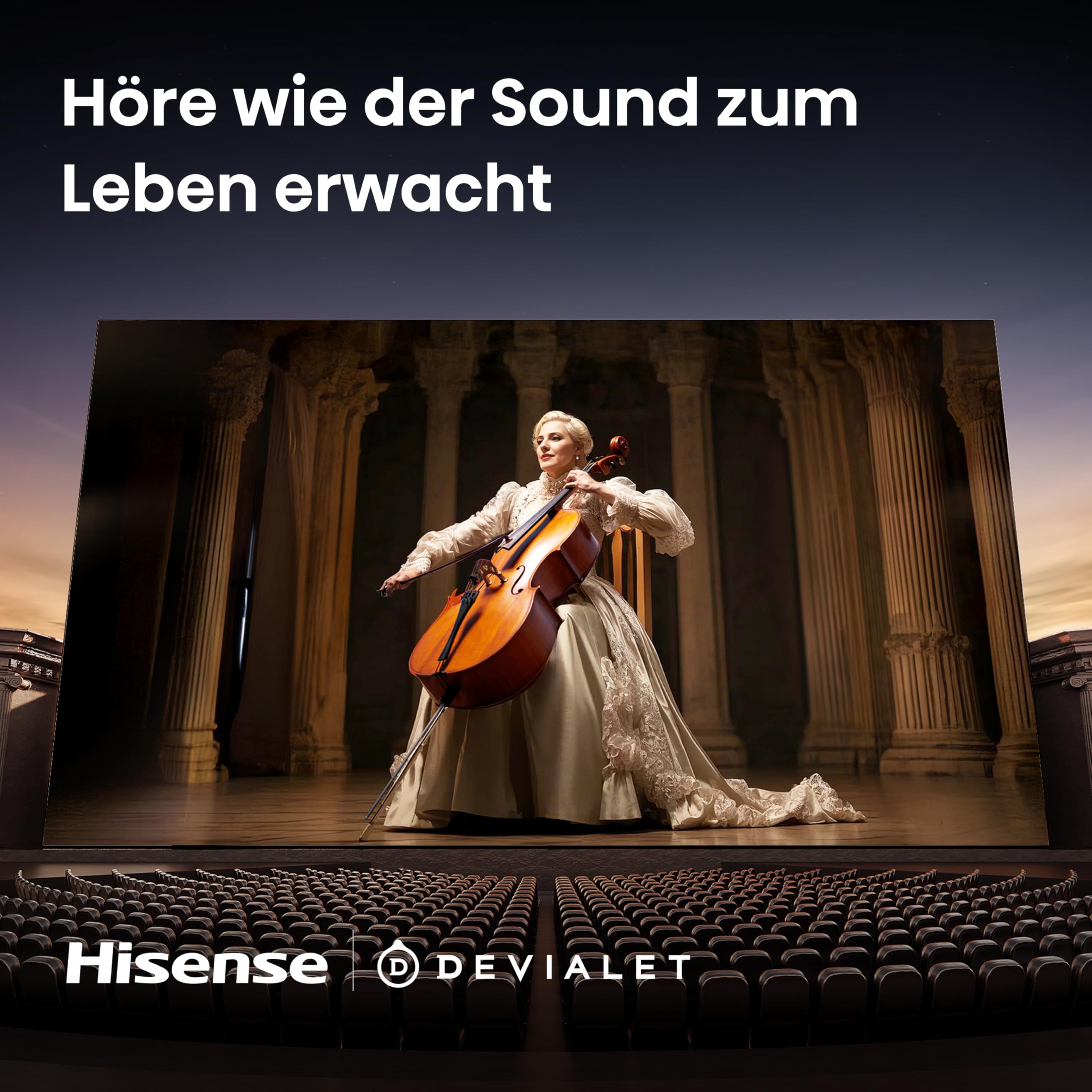 Hisense 65U7Q Pro Fernseher 65 Zoll, 4K Mini LED, Smart TV, Hi-View AI Engine Pro, 165Hz Game Mode Ultra, FreeSync Premium Pro, 2.1.2 ch. Surround Sound, Dolby Vision IQ Atmos, Sprachsteuerung [2025] 4