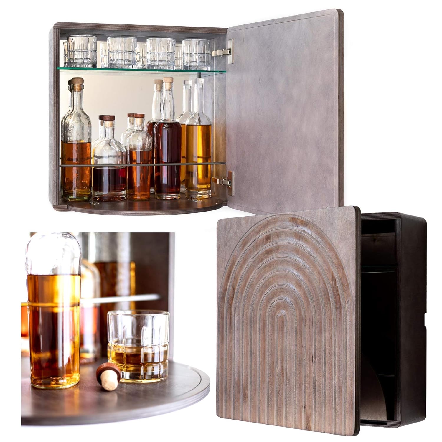 KARVD Arch Wall Mounted Liquor (Grey) Handmade