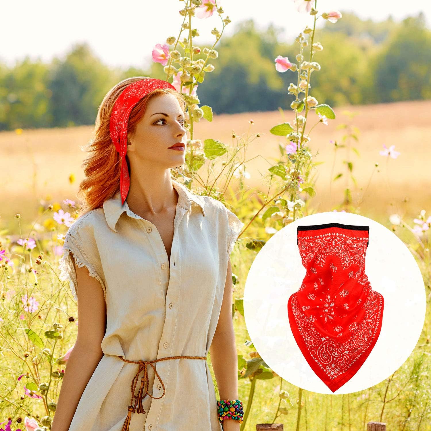 Bandana Face Cover Ear Loops Balaclava Neck Gaiter Scarf Outdoor Headwears for Men Women: Clothing