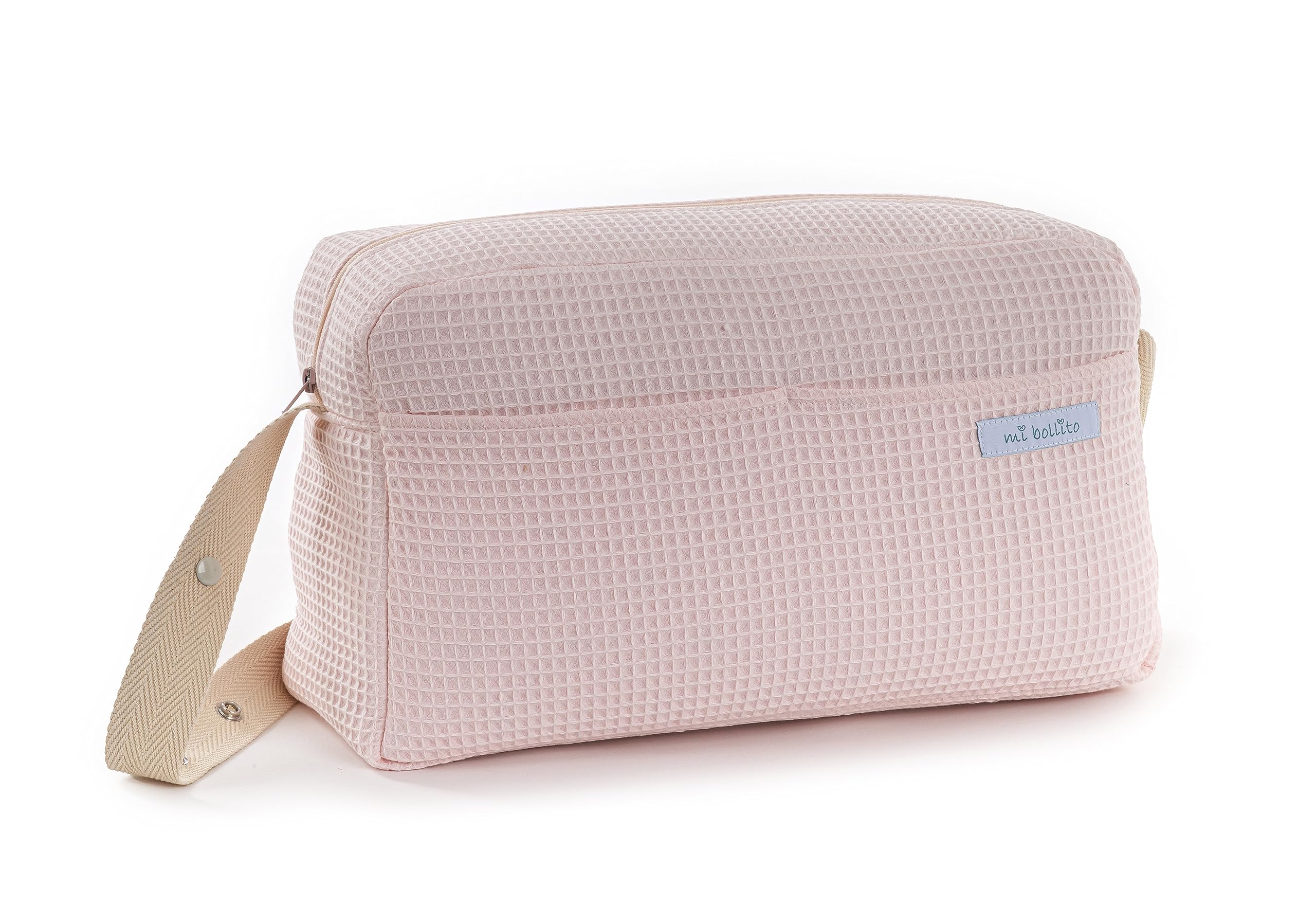 Mi Bollito Baby Stroller Bag Practical Stylish Multifunctional Large Capacity Organiser Bag Made in Spain (Light Pink)