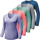 BALENNZ Long Sleeve Workout Shirts for Women V Neck Moisture Wicking Quick Dry Gym Athletic Top Shirts