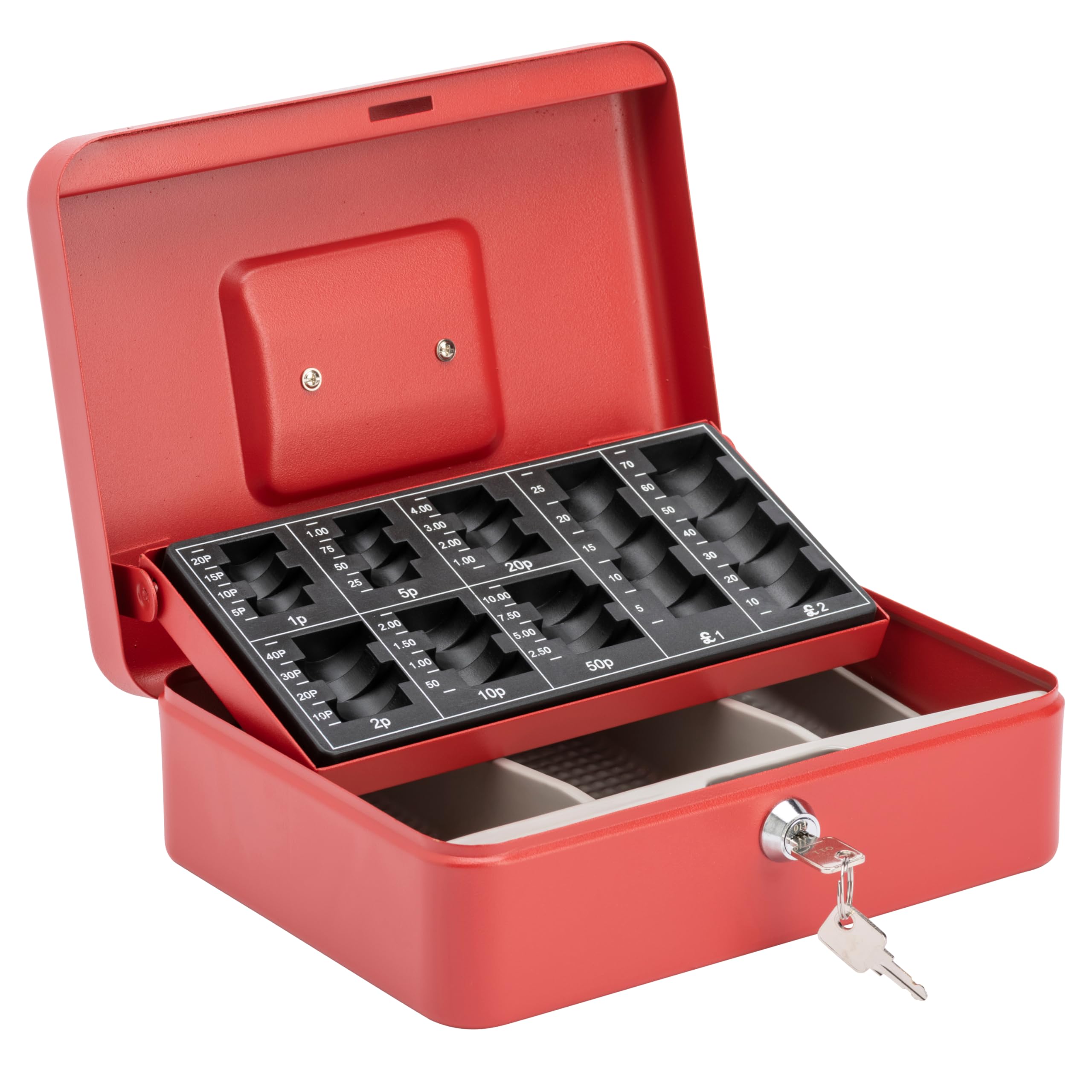 Burg Wachter CB03GBR 10" Money 5030 Cash Box with Coin Tray, Red