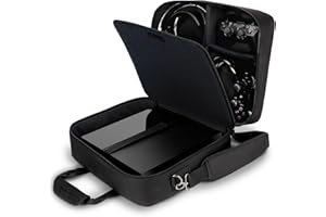 USA GEAR PS4 Travel Case - Travel Bag Compatible with PlayStation 4 Slim, PlayStation Pro and PS3 - Carrying Case with Customizable Interior for PS4 Games, Controller, Headset & Accessories (Black)