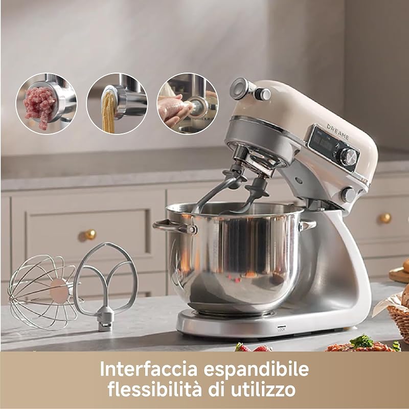 BioKnead Impastatrice Planetaria. Doppio Gancio Brevettato e Motore CC Silenzioso da 800 W con Ciotola da 6 L, Display Digitale, 12 Velocità e Numerosi Accessori per Ogni Attività