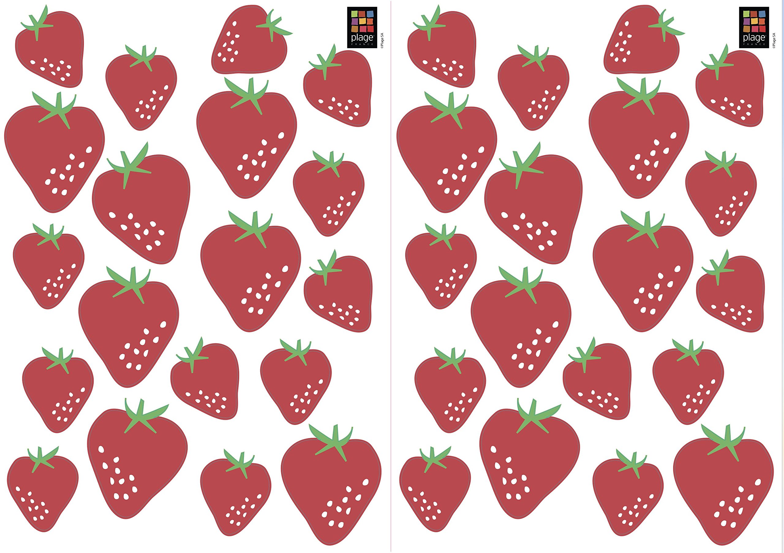 PLAGE 157165 Wall Art Vinyl Sticker ? Strawberries 2 sheets 29.7 x 0.1 x 21 cm red