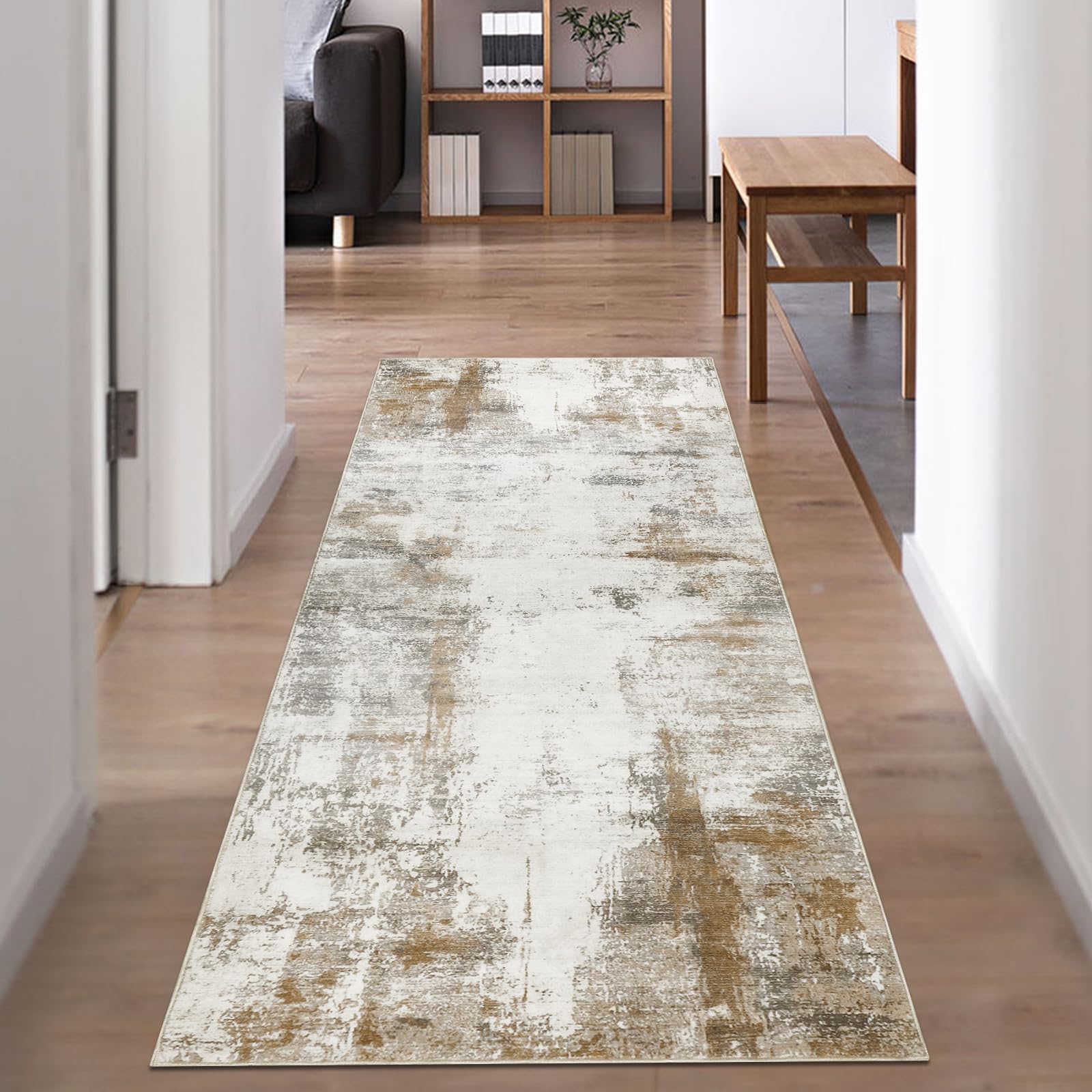 Famibay Hallway Runner Rug Non Slip Carpet Runners 65x180cm Modern Abstract Hall Runner Carpet Runner Washable Kitchen Rugs for Hallway Entryway Kitchen Bedroom