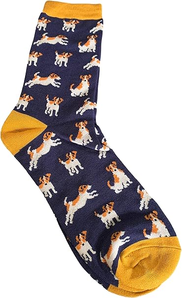 Purple Possum Mens Socks Novelty Jack Russell Dogs Fun Bamboo Cotton Blend Uk Dog Print Shoe Size 8 12 Gift Idea Blue Amazon Co Uk Clothing