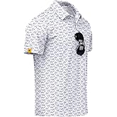 ZITY Mens Golf Polo Shirts Short Sleeve UPF 50+ Performance Moisture Wicking Print Pattern Casual Collared Golf Shirt for Men