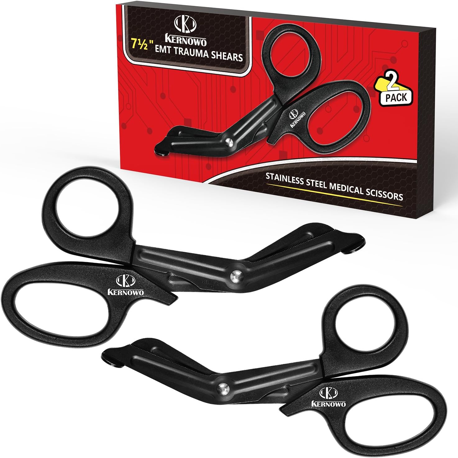 K KERNOWO Supply-7 1/4 Inch EMT and Trauma Medical Scissors-Premium Quality Fluoride Bandage Shears for EMS, Nurses, Doctor, Emergency, 2 Pack