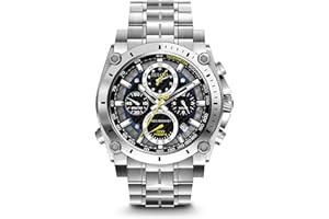 Bulova Men's Icon High Precision Quartz Chronograph Watch, Curved Mineral Crystal, 300m Water Resistant, Continous Sweeping Secondhand, Luminous Markers