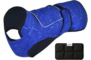 LUCOLOVE Dog Cooling Vest with Ice Pack – 2-Layer Evaporative Cooling Jacket with High Collar, UV Protection & Size-Matched Ice Pack – Cooling Vest for Dogs for Hot Weather (Blue Aqua, Medium)