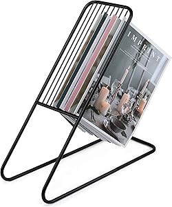Magazine Holder Rack by Home Style, Sleek Modern Standing Design, Perfect Organizer and Holder for Home and Professional Settings, Displays 12 Small Magazines or 9 Big Once