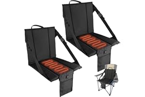 CAMPHILL 2PCS Portable Stadium Seat Cushion for Bleachers,Folding Lightweight Seat with Backrest,Adjustable Straps,Water-Resi
