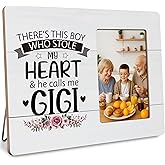DIMSEOIUS Gigi Gifts for Grandma Picture Frame, Grandmother Grandson Gift, There's This Boy Who Stole My Heart and He Calls Me Gigi Frames Fits 4x6 Photo