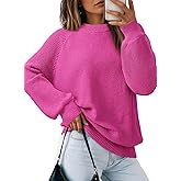 Dokotoo Women's Casual Long Sleeve Sweaters Loose Crewneck Cable Knit Pullover Sweater Jumper Tops